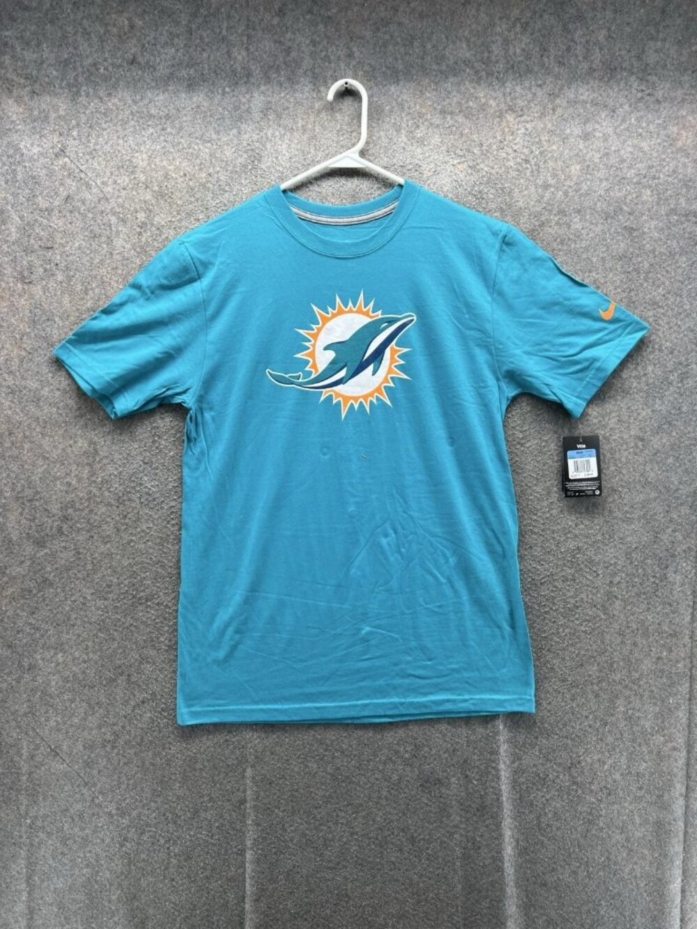 Miami Dolphins Shirt Mens Medium Blue Graphic NFL Football Nike Swoosh Tee